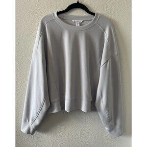 Athleta Women's Seasoft Crewneck Sweatshirt Size XL Blueish Gray Boxy Oversized